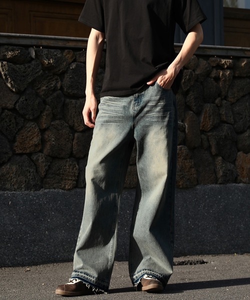 TOBEE（トゥビー）の「【TOBEE】ヴィンテージメイク バギーセミワイド デニムパンツ（デニムパンツ・メンズ・ブルー/ブラック・LARGE/SMALL/MEDIUM）」の7枚目の写真