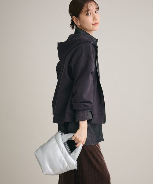 Green Parks(グリーンパークス)の「Soft Cushion ダンボールZipパーカー(パーカー・レディース・ダークグレー/ホワイト系その他2/杢グレー・FREE)」の4枚目の写真