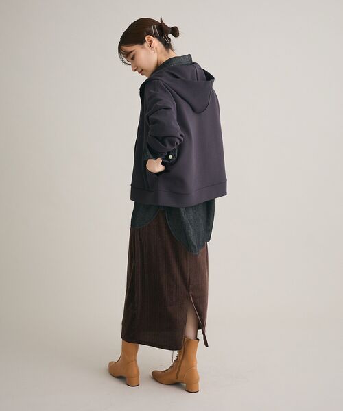 Green Parks(グリーンパークス)の「Soft Cushion ダンボールZipパーカー(パーカー・レディース・ダークグレー/ホワイト系その他2/杢グレー・FREE)」の7枚目の写真