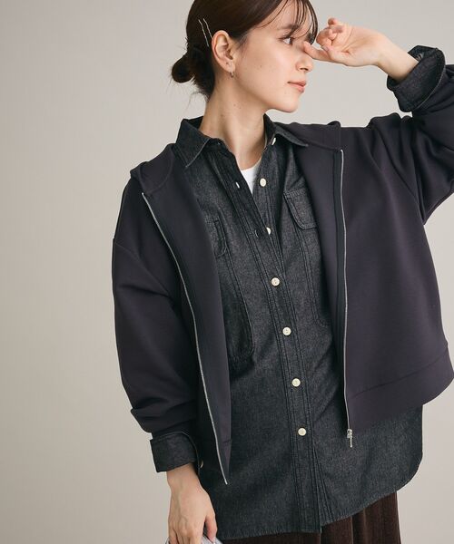 Green Parks(グリーンパークス)の「Soft Cushion ダンボールZipパーカー(パーカー・レディース・ダークグレー/ホワイト系その他2/杢グレー・FREE)」の11枚目の写真