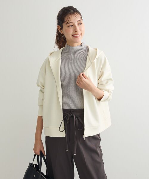 Green Parks(グリーンパークス)の「Soft Cushion ダンボールZipパーカー(パーカー・レディース・ダークグレー/ホワイト系その他2/杢グレー・FREE)」の15枚目の写真