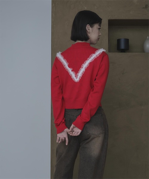 miette（ミエット）の「レースフリルダブルジップカーディガン（カーディガン/ボレロ・レディース・グレー/ネイビー/レッド・FREE）」の20枚目の写真