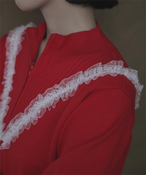 miette（ミエット）の「レースフリルダブルジップカーディガン（カーディガン/ボレロ・レディース・グレー/ネイビー/レッド・FREE）」の21枚目の写真