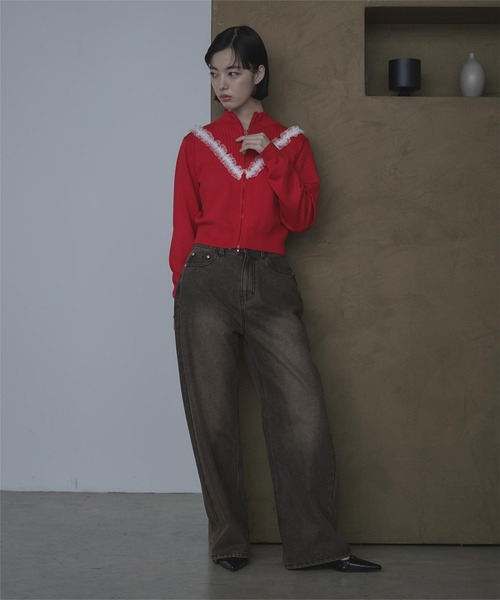 miette（ミエット）の「レースフリルダブルジップカーディガン（カーディガン/ボレロ・レディース・グレー/ネイビー/レッド・FREE）」の19枚目の写真