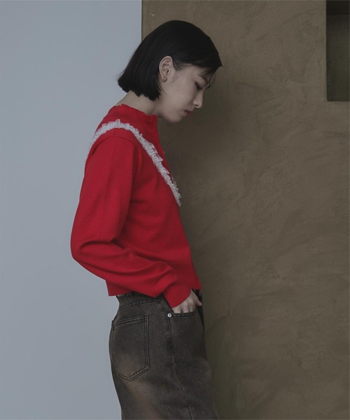 miette（ミエット）の「レースフリルダブルジップカーディガン（カーディガン/ボレロ・レディース・グレー/ネイビー/レッド・FREE）」の22枚目の写真