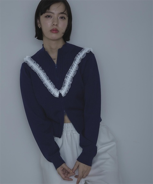 miette（ミエット）の「レースフリルダブルジップカーディガン（カーディガン/ボレロ・レディース・グレー/ネイビー/レッド・FREE）」の8枚目の写真