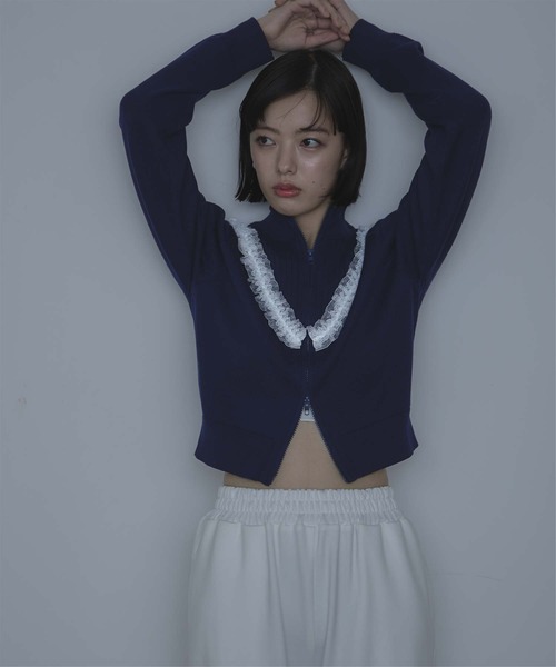miette（ミエット）の「レースフリルダブルジップカーディガン（カーディガン/ボレロ・レディース・グレー/ネイビー/レッド・FREE）」の12枚目の写真