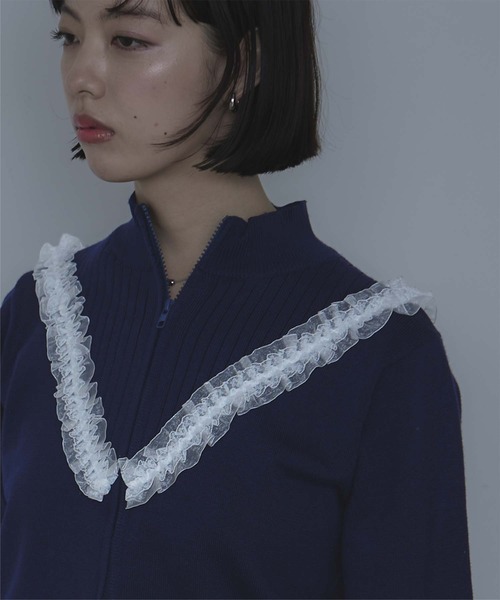 miette（ミエット）の「レースフリルダブルジップカーディガン（カーディガン/ボレロ・レディース・グレー/ネイビー/レッド・FREE）」の15枚目の写真