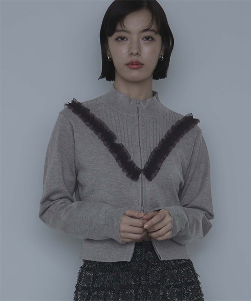 miette（ミエット）の「レースフリルダブルジップカーディガン（カーディガン/ボレロ・レディース・グレー/ネイビー/レッド・FREE）」の7枚目の写真