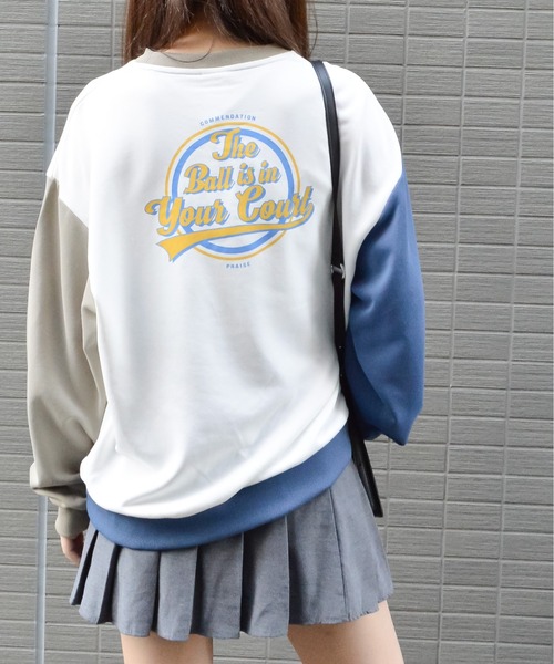 spiritoso(スピリトーゾ)の「【spiritoso】バックサークルレトロプリントトレーナー(スウェット・レディース・ベージュ/ホワイト系/ブルー・FREE)」の13枚目の写真