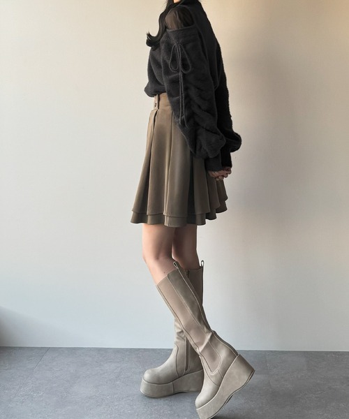 junoah（ジュノア）の「シアーショルダーリボンニット（ニット/セーター・レディース・チャコール/ピンクベージュ/アイボリー・LARGE/MEDIUM）」の16枚目の写真