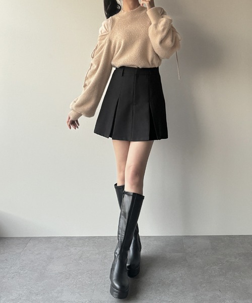 junoah（ジュノア）の「シアーショルダーリボンニット（ニット/セーター・レディース・チャコール/ピンクベージュ/アイボリー・LARGE/MEDIUM）」の21枚目の写真