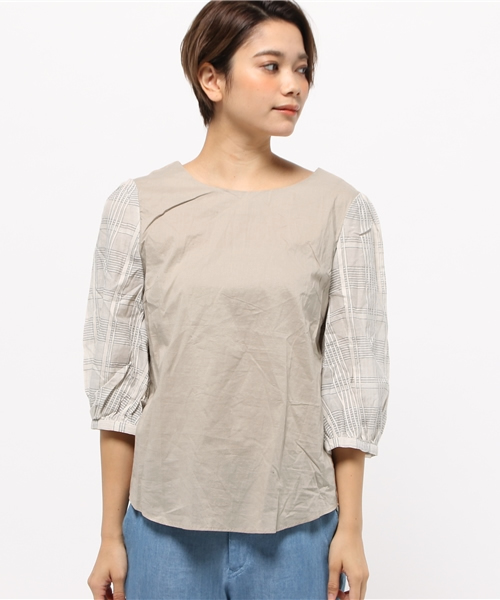 OUTLET（アウトレット）の「【Sheta】袖切リ替エブラウス（シャツ/ブラウス・レディース・ベージュ/ブラック・FREE）」の3枚目の写真