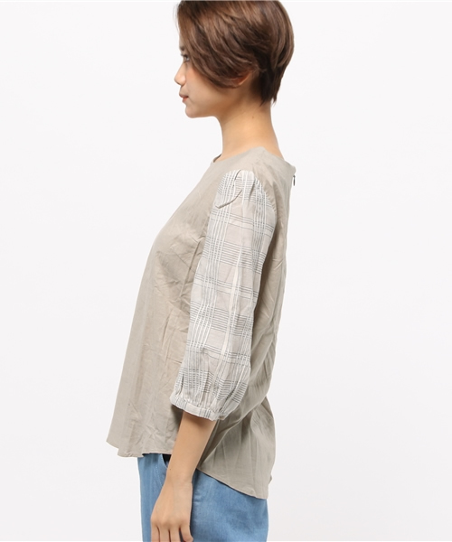 OUTLET（アウトレット）の「【Sheta】袖切リ替エブラウス（シャツ/ブラウス・レディース・ベージュ/ブラック・FREE）」の4枚目の写真