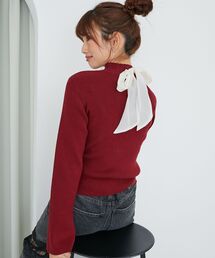 MAJESTIC LEGON | リボンセットデコルテオープンニット(ニット/セーター)