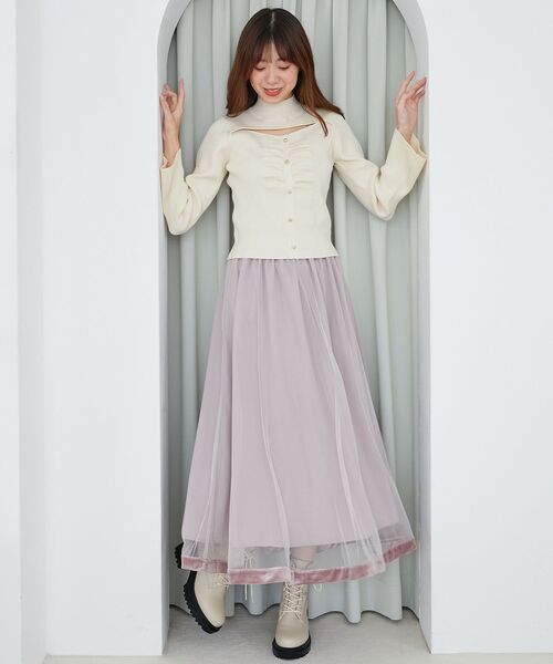 MAJESTIC LEGON(マジェスティックレゴン)の「リボンセットデコルテオープンニット(ニット/セーター・レディース・ブラック/アイボリー/ボルドー・MEDIUM)」の5枚目の写真