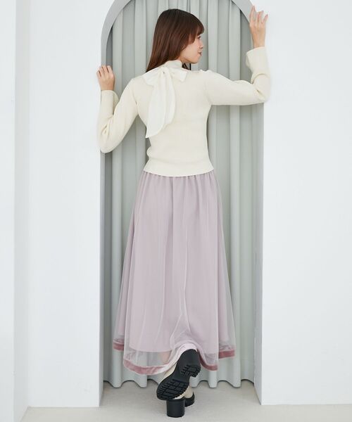 MAJESTIC LEGON(マジェスティックレゴン)の「リボンセットデコルテオープンニット(ニット/セーター・レディース・ブラック/アイボリー/ボルドー・MEDIUM)」の7枚目の写真