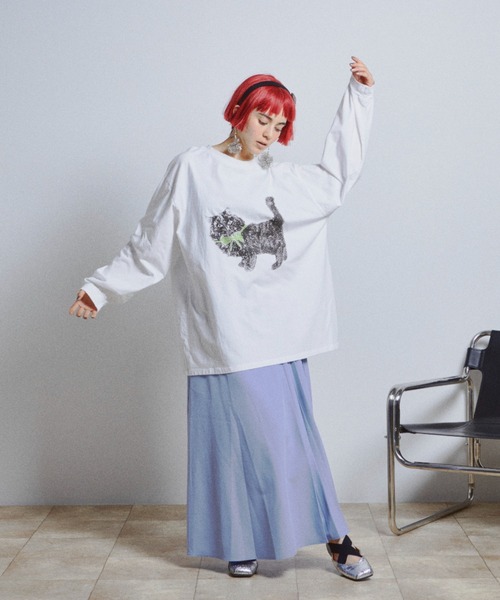 manana suerte(マニャーナスエルテ)の「CATプリントロングスリーブTシャツ(Tシャツ/カットソー・レディース・ホワイト・FREE)」の13枚目の写真