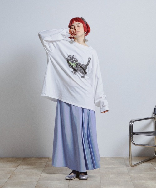 manana suerte(マニャーナスエルテ)の「CATプリントロングスリーブTシャツ(Tシャツ/カットソー・レディース・ホワイト・FREE)」の12枚目の写真
