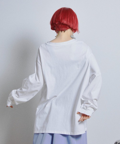 manana suerte(マニャーナスエルテ)の「CATプリントロングスリーブTシャツ(Tシャツ/カットソー・レディース・ホワイト・FREE)」の5枚目の写真
