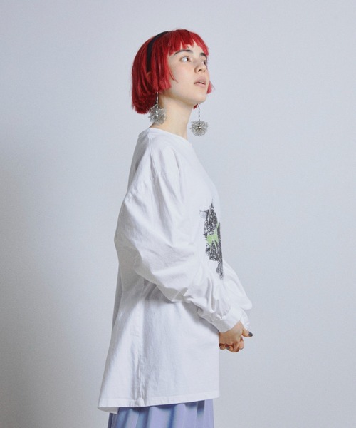 manana suerte(マニャーナスエルテ)の「CATプリントロングスリーブTシャツ(Tシャツ/カットソー・レディース・ホワイト・FREE)」の10枚目の写真