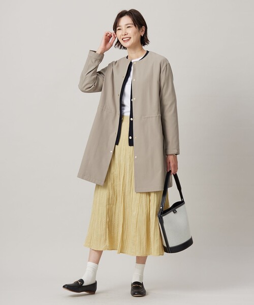 J.PRESS Ladies(J.プレス レディス)の「【洗える・撥水】ドライツイルストレッチ ノーカラー コート(ノーカラーコート・レディース・ベージュ系/ネイビー系/ブラウン系・XS/S)」の9枚目の写真