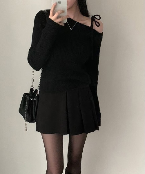 WEGO（ウィゴー）の「WEGO/リボンオフショルタイトニット（ニット/セーター・レディース・レッド/ブラック/アイボリー・FREE）」の13枚目の写真