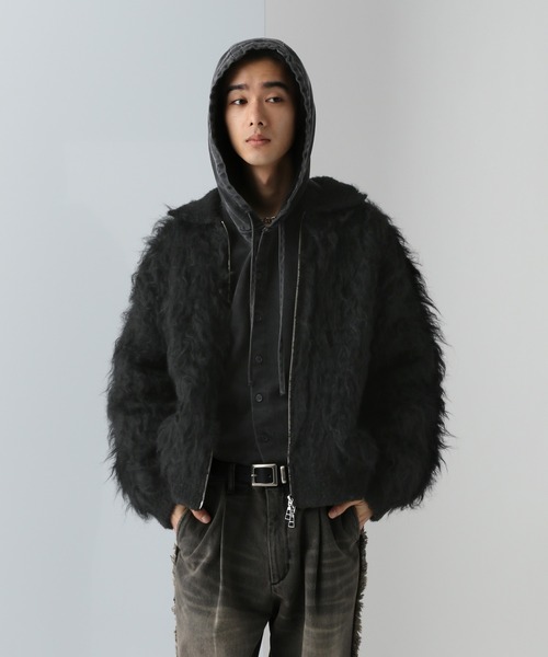 HARE（ハレ）の「パーマシャギーニットブルゾン(HARE)（カーディガン/ボレロ・メンズ・ブラック/レッド・FREE）」の8枚目の写真