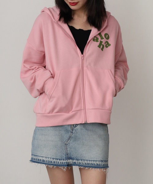 ROOPTOKYO(ループトウキョウ)の「ALOHA PEOPLE/アロハピープル ZIP HOODIE ジップパーカー スウェット トレーナー(パーカー・レディース・ピンク/スミクロ・L/M)」の18枚目の写真