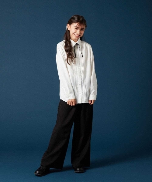 a.v.v（アーヴェヴェ）の「[140-160]【卒服】リボンタイ付きピンタックブラウス（シャツ/ブラウス・キッズ・ホワイト・140/150/160）」の6枚目の写真