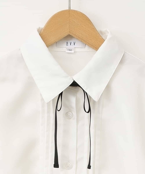 a.v.v（アーヴェヴェ）の「[140-160]【卒服】リボンタイ付きピンタックブラウス（シャツ/ブラウス・キッズ・ホワイト・140/150/160）」の22枚目の写真