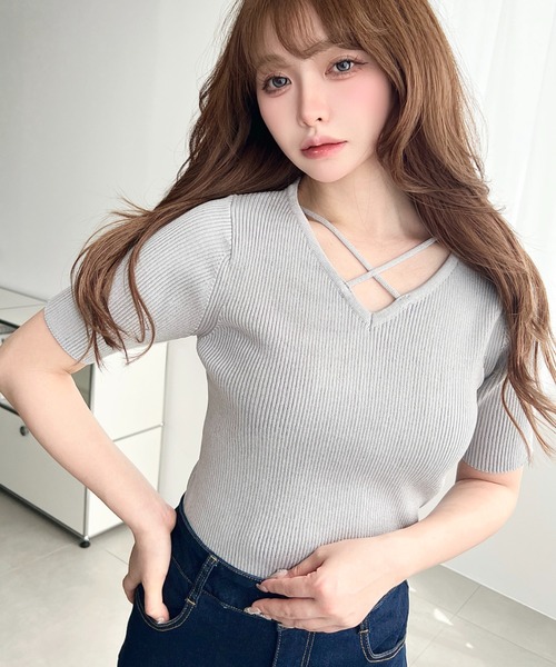 hgsv♡closet　半袖　ニット　トップス　美品　インスタ 何通りも着こなしができる、マルチウェイニット。 3つの着方をご紹介