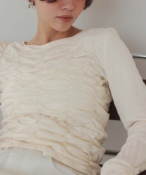 titivate（ティティベイト）の「ロングスリーブシャーリングトップス（Tシャツ/カットソー・レディース・アイボリー/ブラック/グレー/ホワイト/ホワイト系その他・FREE）」の15枚目の写真