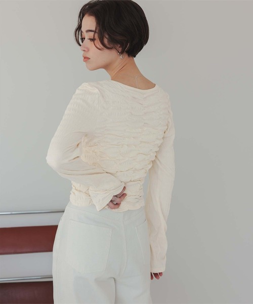 titivate（ティティベイト）の「ロングスリーブシャーリングトップス（Tシャツ/カットソー・レディース・アイボリー/ブラック/グレー/ホワイト/ホワイト系その他・FREE）」の16枚目の写真