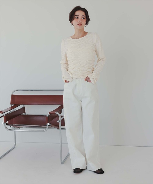 titivate（ティティベイト）の「ロングスリーブシャーリングトップス（Tシャツ/カットソー・レディース・アイボリー/ブラック/グレー/ホワイト/ホワイト系その他・FREE）」の19枚目の写真
