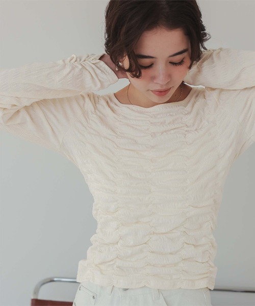 titivate（ティティベイト）の「ロングスリーブシャーリングトップス（Tシャツ/カットソー・レディース・アイボリー/ブラック/グレー/ホワイト/ホワイト系その他・FREE）」の21枚目の写真