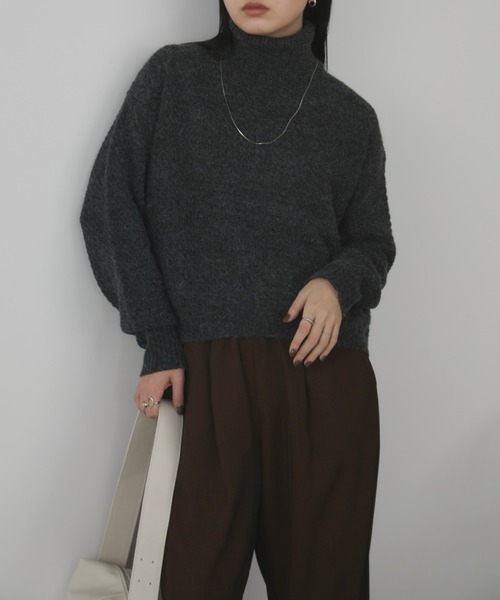 Aunt Marie's(アントマリーズ)の「ハイネックオーバーカラーニット(ニット/セーター・レディース・アイボリー/ブラック/レッド/イエロー・FREE)」の10枚目の写真