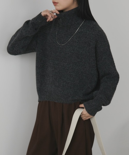 Aunt Marie's(アントマリーズ)の「ハイネックオーバーカラーニット(ニット/セーター・レディース・アイボリー/ブラック/レッド/イエロー・FREE)」の11枚目の写真