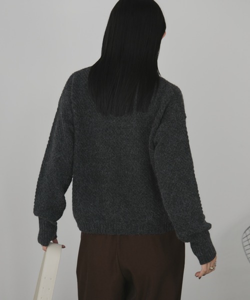 Aunt Marie's(アントマリーズ)の「ハイネックオーバーカラーニット(ニット/セーター・レディース・アイボリー/ブラック/レッド/イエロー・FREE)」の14枚目の写真