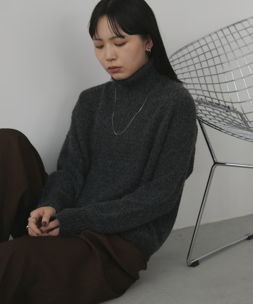 Aunt Marie's(アントマリーズ)の「ハイネックオーバーカラーニット(ニット/セーター・レディース・アイボリー/ブラック/レッド/イエロー・FREE)」の16枚目の写真