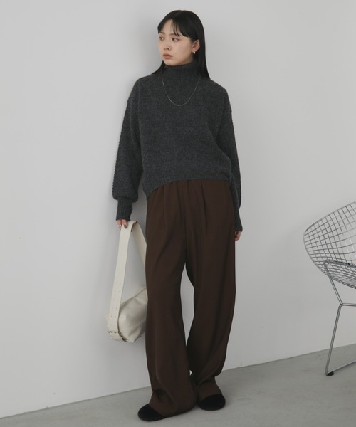 Aunt Marie's(アントマリーズ)の「ハイネックオーバーカラーニット(ニット/セーター・レディース・アイボリー/ブラック/レッド/イエロー・FREE)」の17枚目の写真