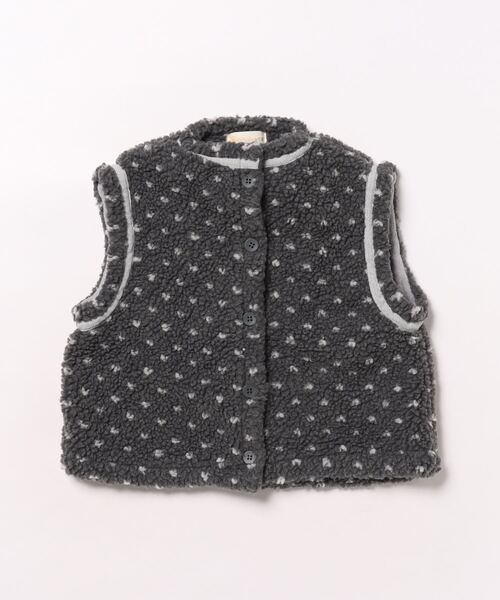 aimoha（アイモハ）の「【aimoha-KIDS-】ドット柄ボアベスト (AW)（ベスト・キッズ・オフホワイト/ダークグレー・80/90/100/110/120/130）」の6枚目の写真