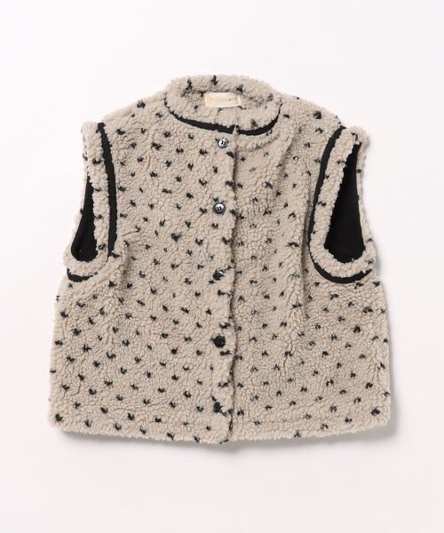 aimoha（アイモハ）の「【aimoha-KIDS-】ドット柄ボアベスト (AW)（ベスト・キッズ・オフホワイト/ダークグレー・80/90/100/110/120/130）」の5枚目の写真