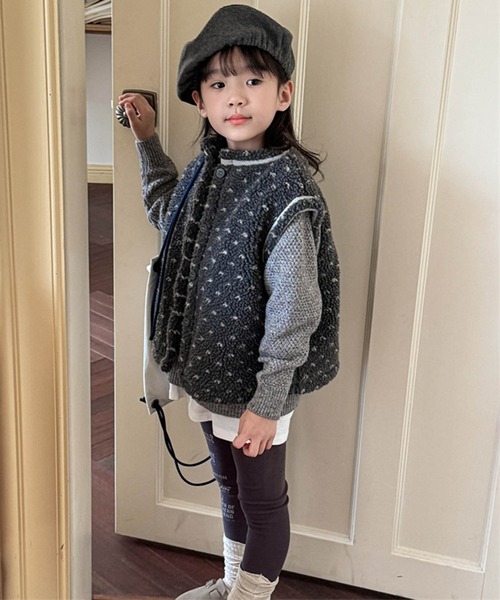 aimoha（アイモハ）の「【aimoha-KIDS-】ドット柄ボアベスト (AW)（ベスト・キッズ・オフホワイト/ダークグレー・80/90/100/110/120/130）」の13枚目の写真