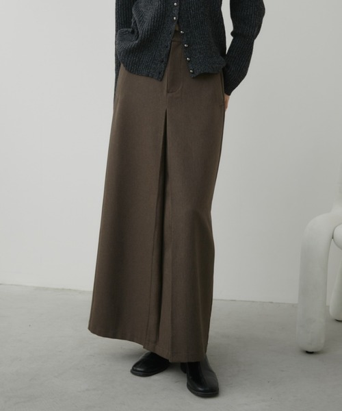 Aunt Marie's(アントマリーズ)の「フロントタックナロースカート(スカート・レディース・ライトグリーン/グレー/ブラック/ブラウン/チャコールグレー・FREE/MT)」の4枚目の写真