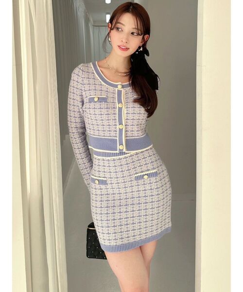 RESEXXY（リゼクシー）の「ツイードニットバイカラースカート【セットアップ着用可能】（スカート・レディース・ブラック/ブルー/ホワイト・FREE）」の6枚目の写真