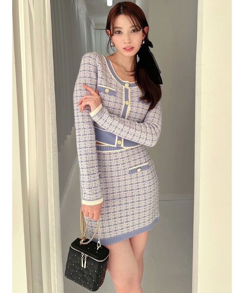 RESEXXY（リゼクシー）の「ツイードニットバイカラースカート【セットアップ着用可能】（スカート・レディース・ブラック/ブルー/ホワイト・FREE）」の7枚目の写真