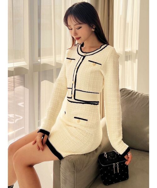 RESEXXY（リゼクシー）の「ツイードニットバイカラースカート【セットアップ着用可能】（スカート・レディース・ブラック/ブルー/ホワイト・FREE）」の10枚目の写真