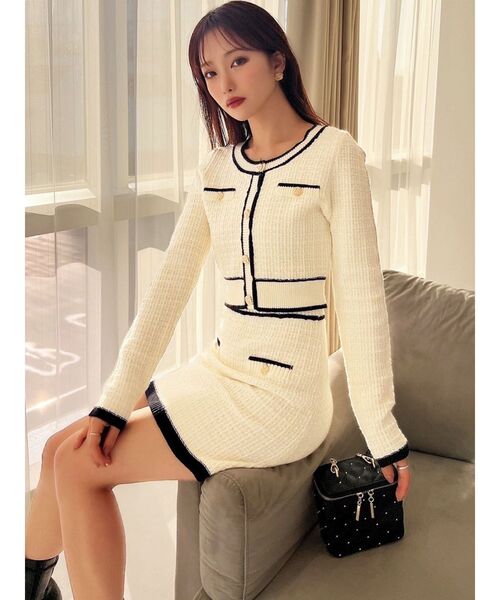 RESEXXY（リゼクシー）の「ツイードニットバイカラースカート【セットアップ着用可能】（スカート・レディース・ブラック/ブルー/ホワイト・FREE）」の11枚目の写真