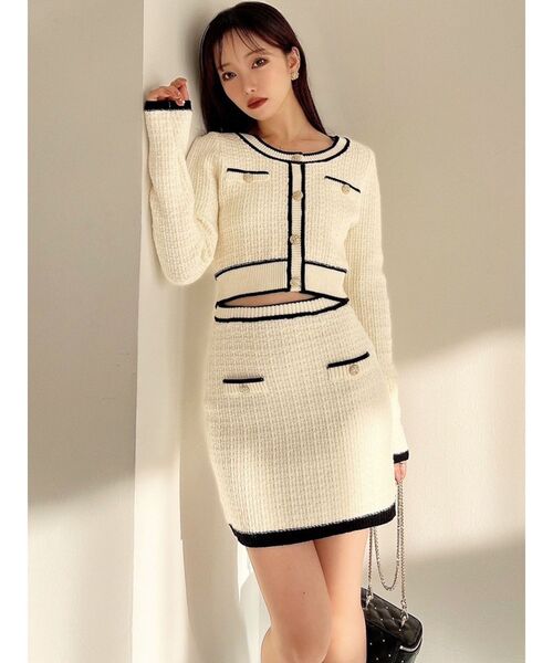 RESEXXY（リゼクシー）の「ツイードニットバイカラースカート【セットアップ着用可能】（スカート・レディース・ブラック/ブルー/ホワイト・FREE）」の12枚目の写真